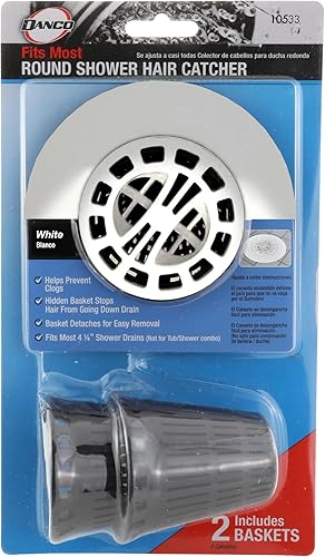 Miniatura 23 de Danco (10739P) Cestas de repuesto para trampa de ducha independiente, prevención de obstrucciones de drenaje de cabello, paquete de 6, color negro