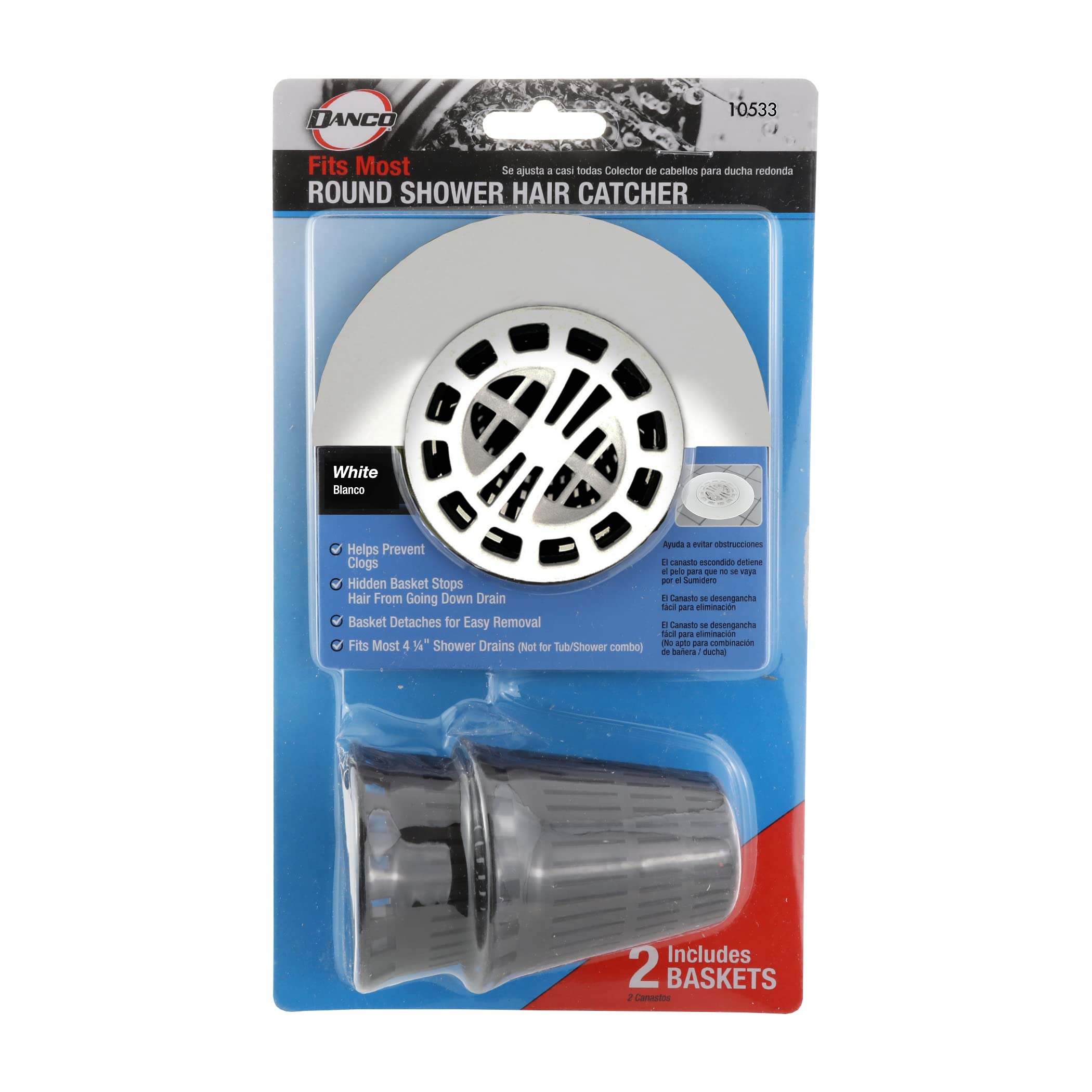 Danco 10533 Haarfänger für Dusche, Weiß