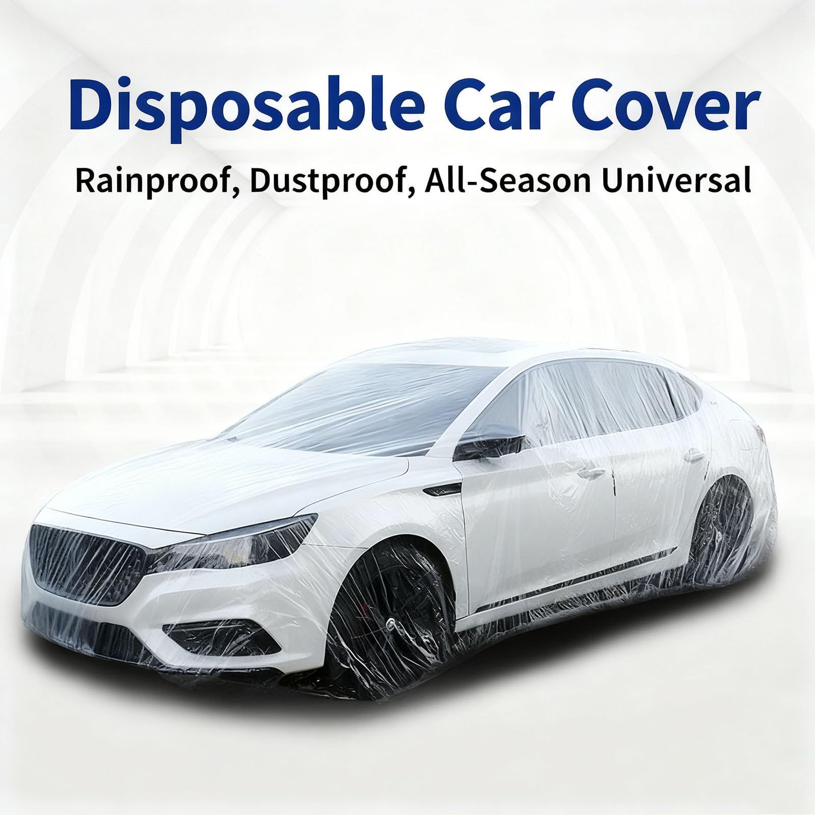 Plastic Car Cover 2 Packs Disposable Car Covers for Automobiles Retractable Clear Dust Cover S 18 x11ft — view 8