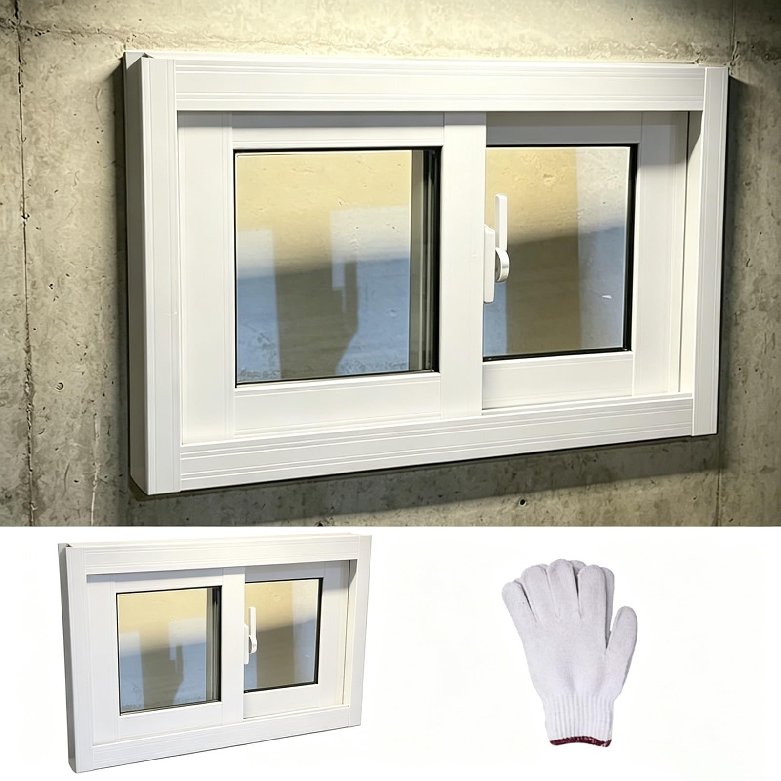 Sliding Basement Window with Double Glass, Aluminum Replacement Window for Shed, Chicken Coop, Kitchen, Bathroom(White(WxH),39x20")