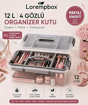 Lorempbox 12 L 4 G zl  Makyaj ve Bak m Organizer Kutusu