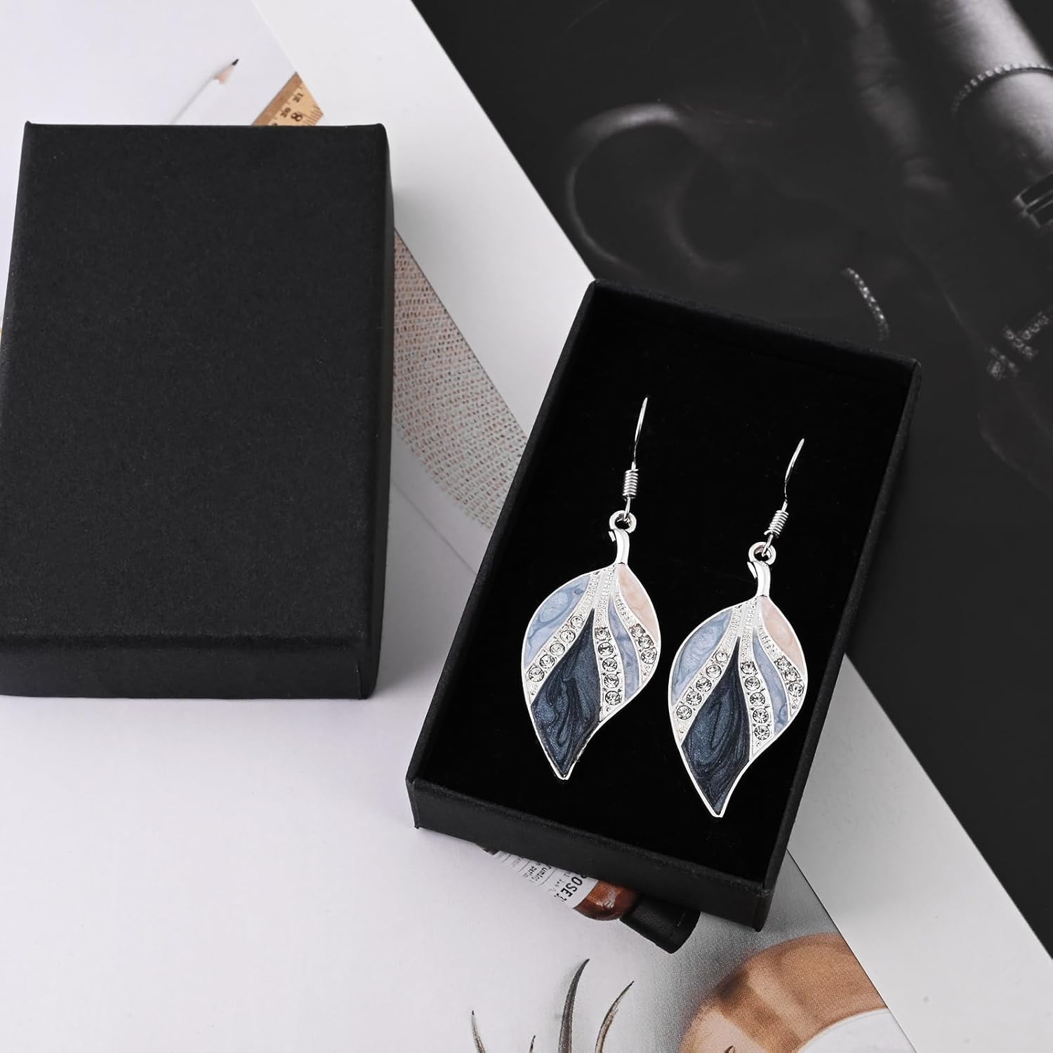 Leaf Silver Dangle Earrings for Women Boho Teardrop Dangling Blue Bohemian Tropical Earrings Plant jewelry for Vacation - Image 7