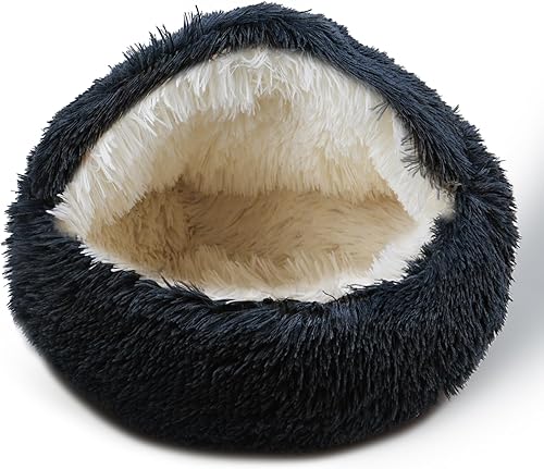 Miniatura 9 de Cama para gatos de interior, cueva acogedora y relajante con felpa autocalentable, cama completa lavable a máquina y base antideslizante, cama
