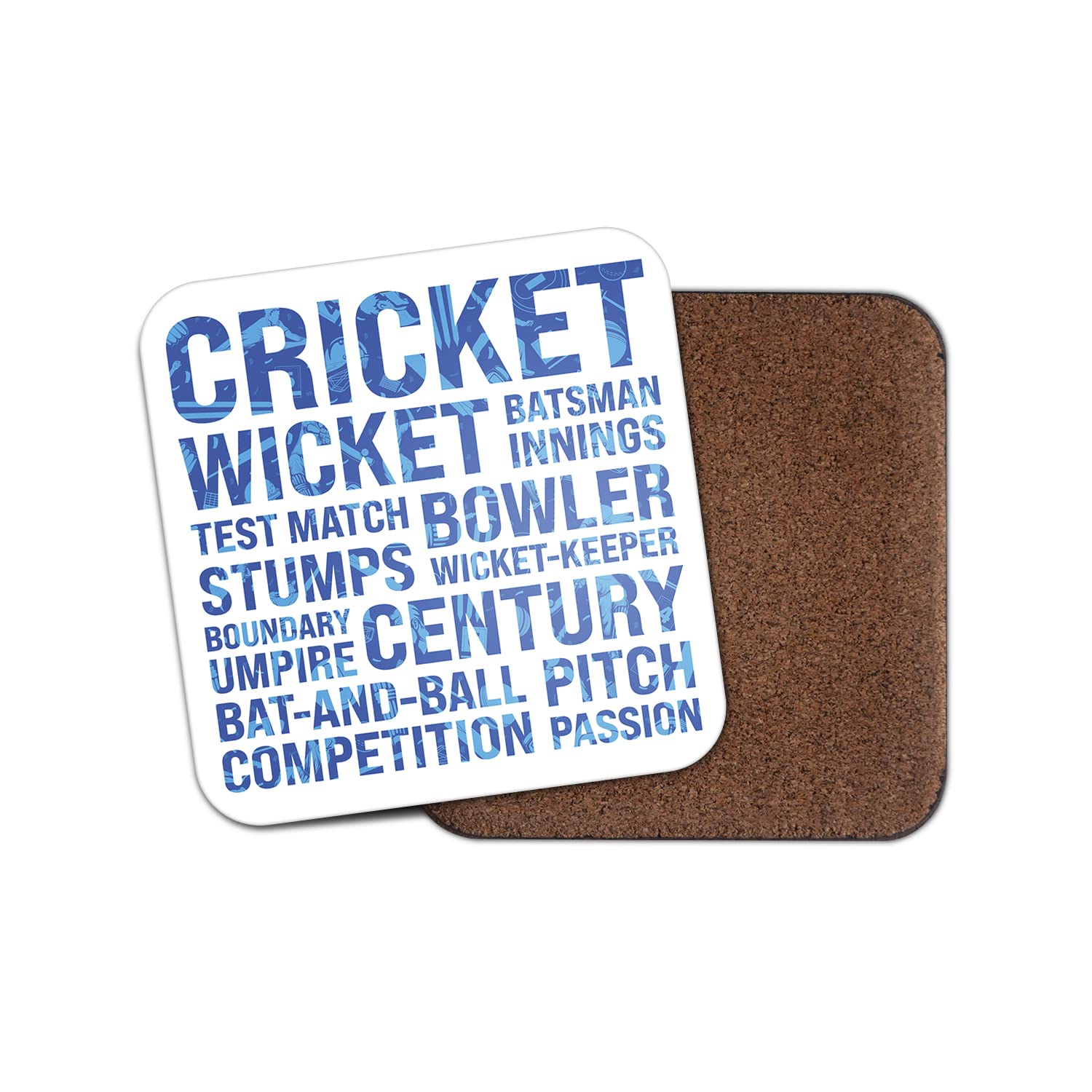 Dv Design Men's Multicolor Square Single Coaster - Cricket Sport Fans Boys Words Cricketer Thoughts Mancave Gift #77296