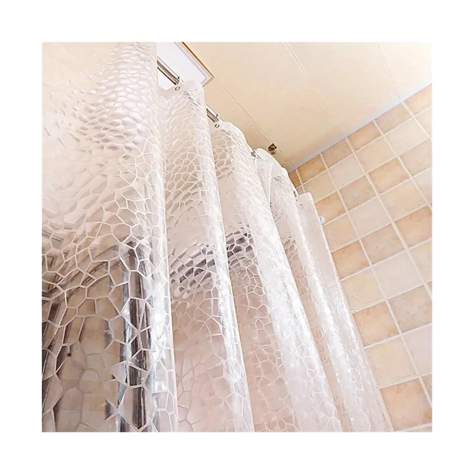 QHMMDCN Shower Curtain 1PC Waterproof Bathroom Shower Curtain Transparent Bathroom Curtain with Hooks Thickened Bathing Sheer Wide Bath Curtain(180x180cm)