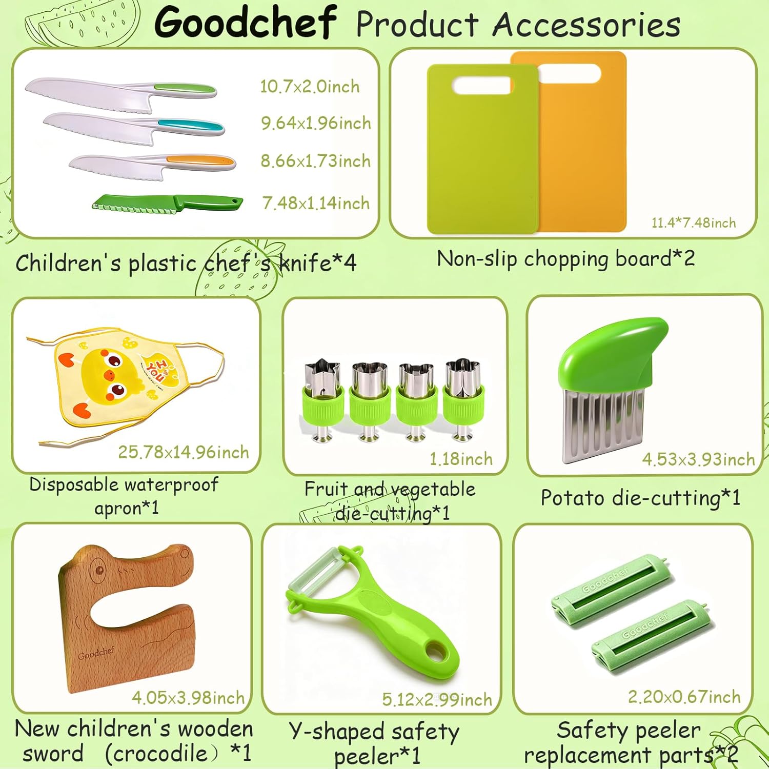 16 Pieces Kids Kitchen Knife Set-Montessori Kitchen for Toddlers Toys-Kids Cooking Set Real with Safe Peeler Plastic Knives Cutting Board Kitchen Gadgets Replacement Parts 3 Year Old Gifts