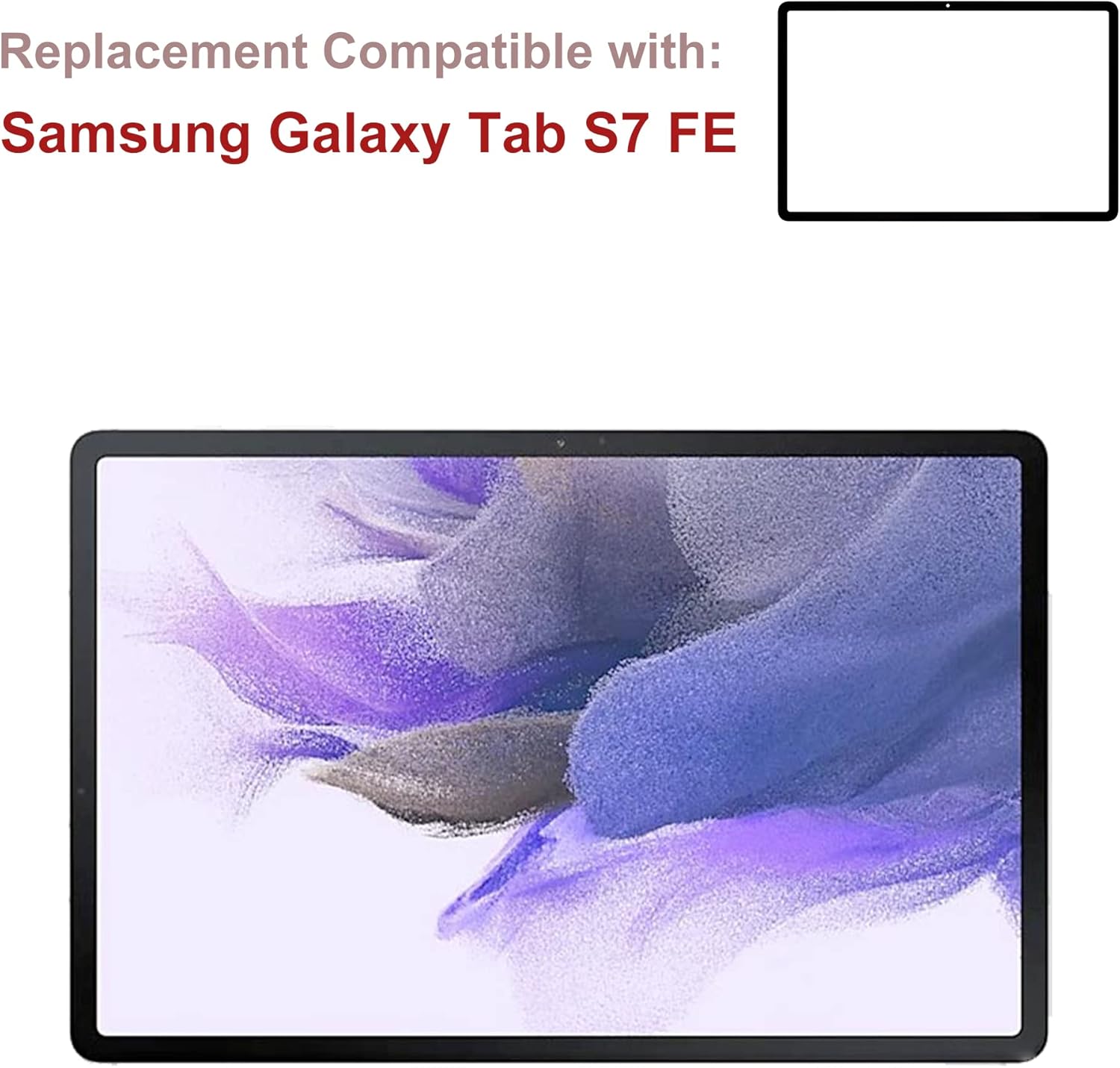 Front Screen Glass Outer Panel Lens Replacement +OCA Compatible with Samsung Galaxy Tab S7 FE 12.4 inches SM-T730,SM-T733,SM-T736 (No LCD Screen and Touch Digitizer) with Repair Kit