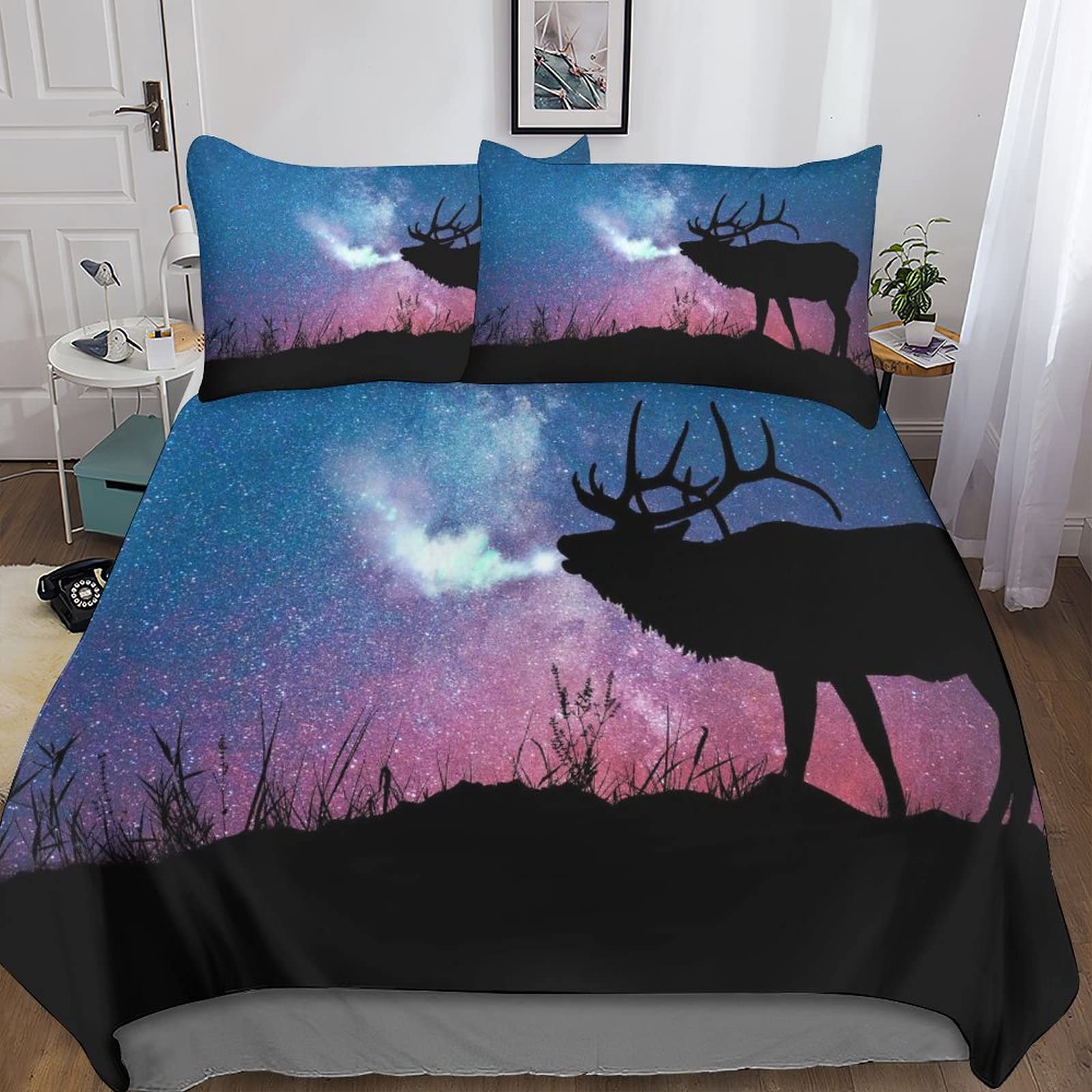 Housse de couette 200x200 Noël Wapiti imprimé 3D pour lit deux personnes