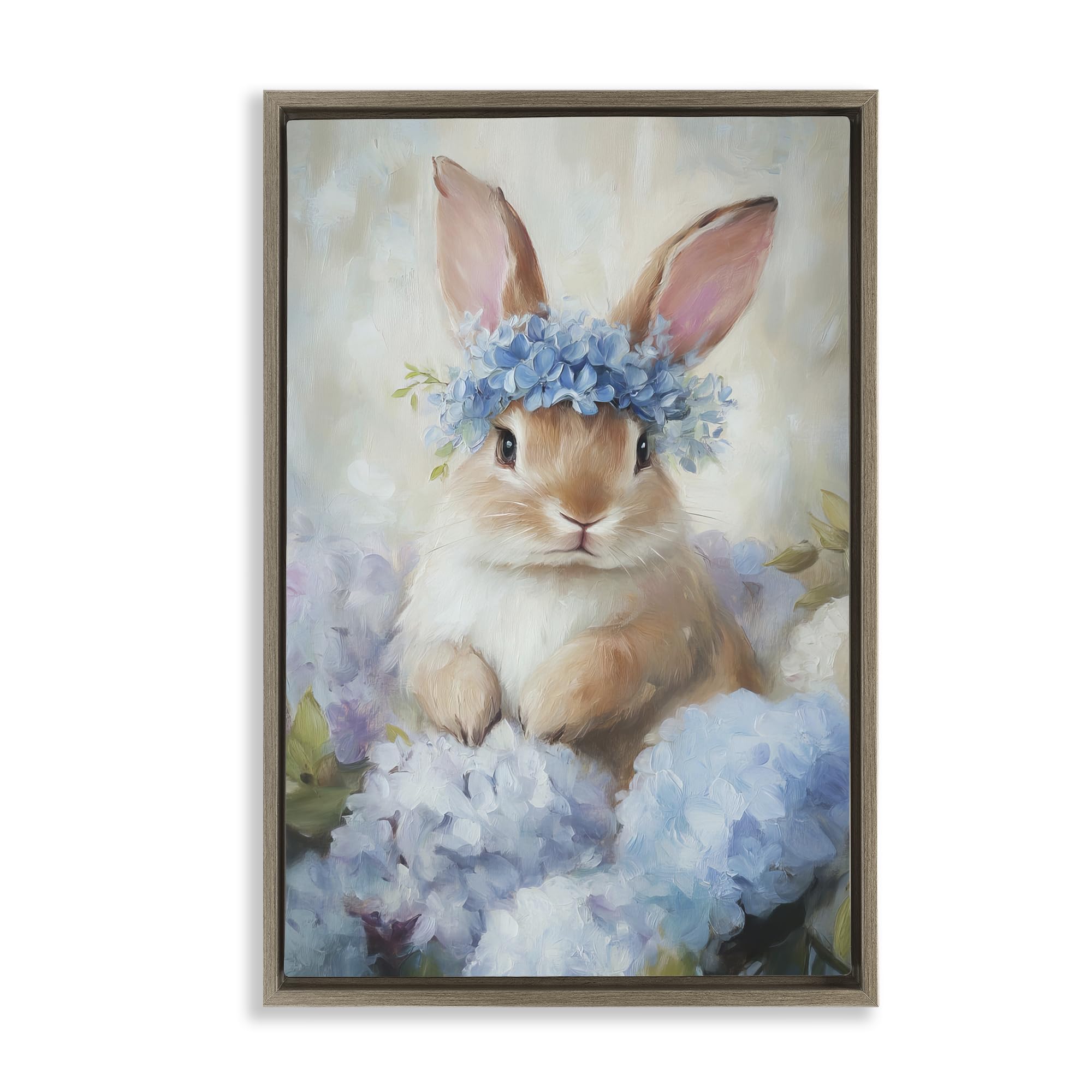 Stupell Industries 'Bunny In The Blossoms', Floating Frame Canvas Art, Brown, 21 x 31 Inches, Easy to Hang and Sturdy, Made in USA, by Tina LeCour