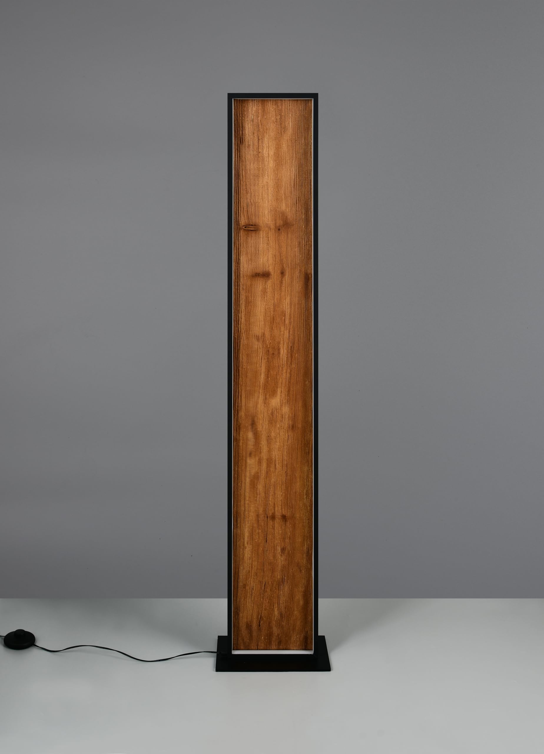Trio Leuchten LED Stehleuchte Kalea 455510130, Metall Schwarz matt, Holz Kiefer, 35 Watt LED, 4-fach Fuß-Dimmer