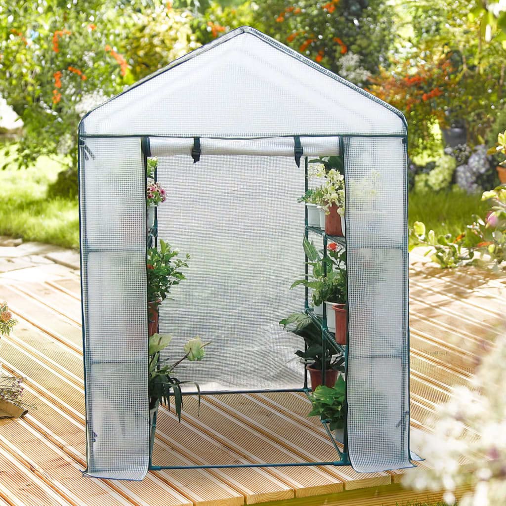 HI Gewächshaus mit 8 Ablagen 140x140x200 cm Transparent