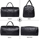 seyfocnia PU Leather Travel Bag with Shoe Pouch, Weekender Overnight Bag Waterproof Large Carry On Travel Tote Duffel Bag
