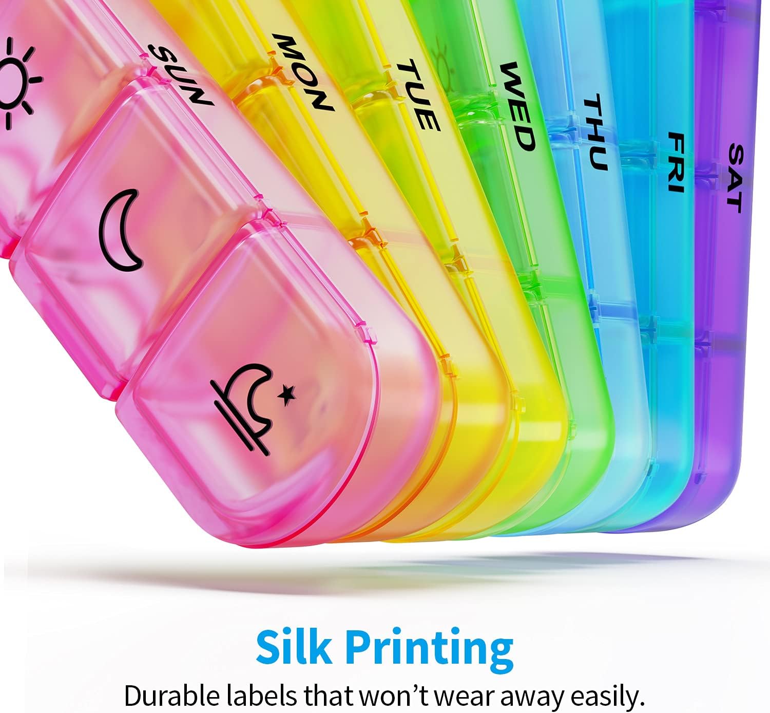 Weekly Pill Organizer 7 Day 4 Times a Day, ZIKEE Large Daily Travel Pill Box Case for Pills, Vitamins, Fish Oils, Supplements (Clear)