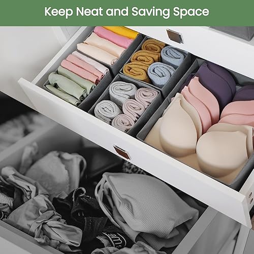 Miniatura 2 de Criusia Organizador de cajones de ropa, paquete de 16 organizadores de cajones de ropa interior, organizadores plegables de armario y divisores de