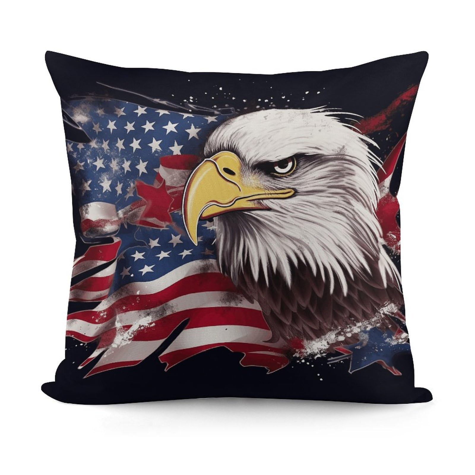 VstaDank America US Flag Bald Eagle Throw Pillow Covers 18x18 Inch Soft Couch Home Decor Cushion Cover Comfortable Plush Square Cushion Case Farmhouse Decorative Pillowcase for Living Couch