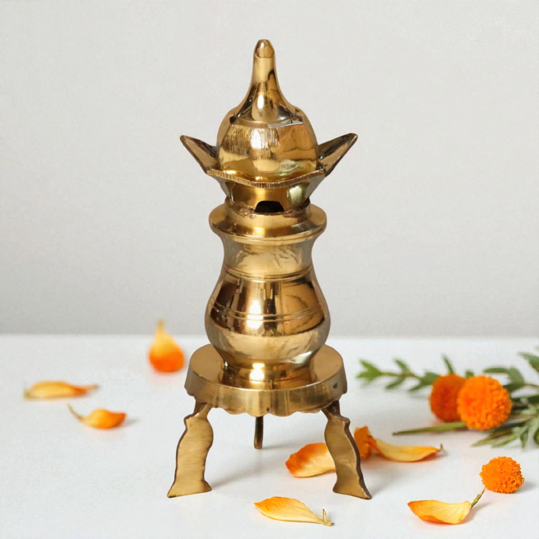 Traditional Handcrafted Brass Pooja Niranthara Kalasam Set Coconut