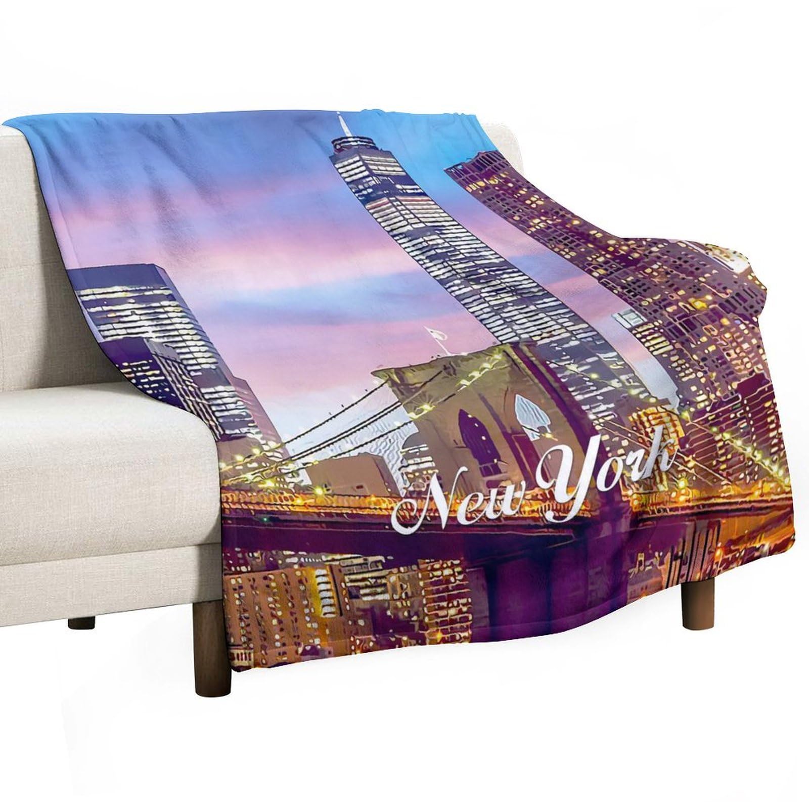 Couverture paysage de la ville de New York, plaid décoratif contemporain