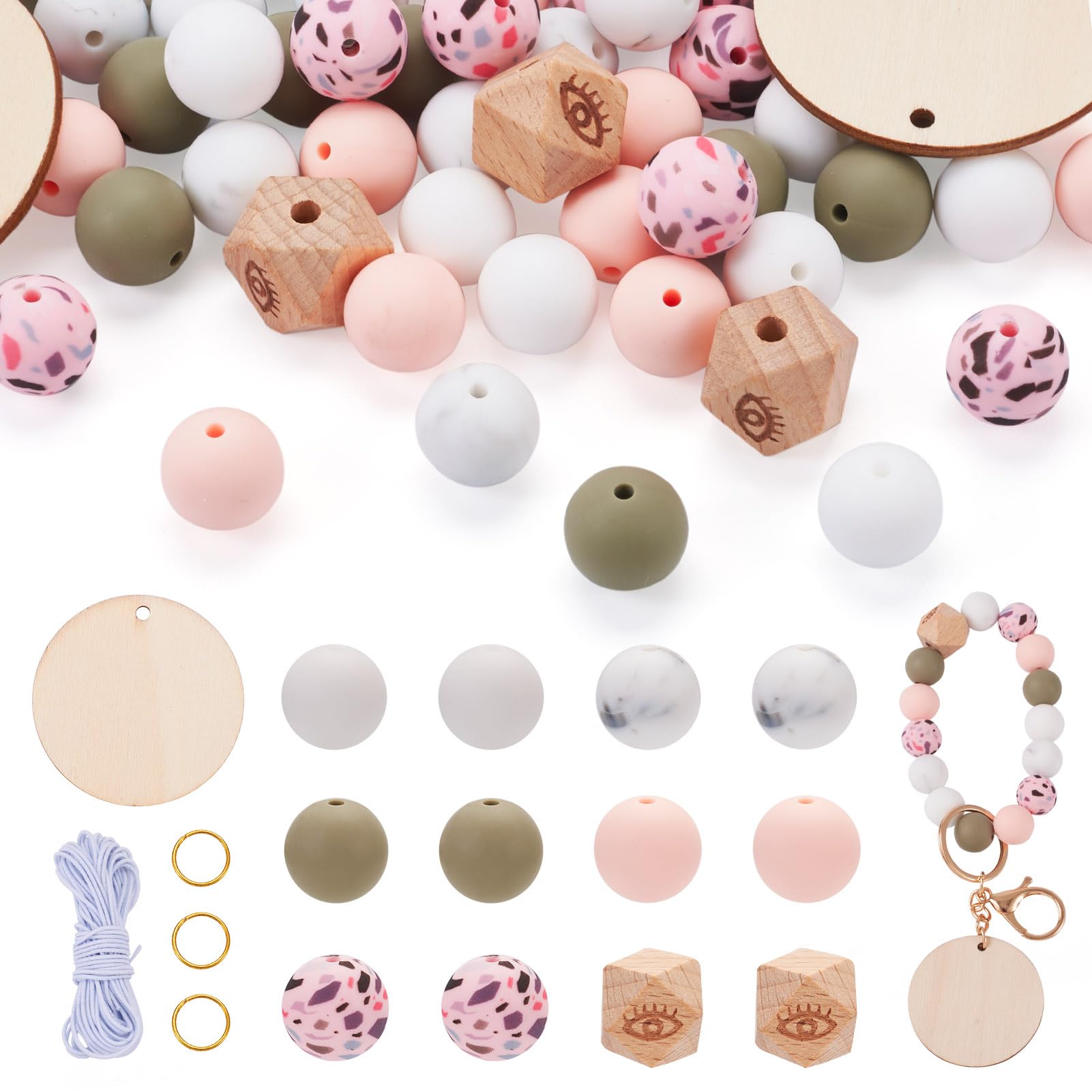 Amazon.co.jp: キーホルダー製作用15mmシリコンビーズ76個 ペン用