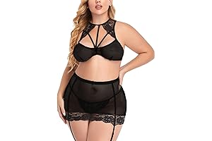 Women's Chiclover Lingerie, Featuring a Fishnet Cup and 3-Piece Set