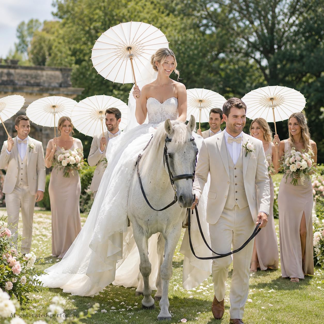 HOOMUU Hochzeit Papier Regenschirme für Frauen - Chinesisch Japanisch DIT Weißes Papier Sonnenschirm…