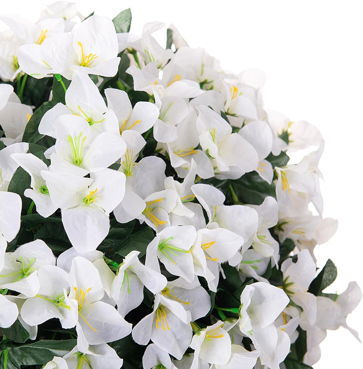 2 pcs Artificial Faux Bougainvillea Flowers Plants for Outdoor Outside Summer Decoration, Fake Silk UV Resistant Long Trailing Vines for Front Door Porch Planter Balcony (White) - Image 7