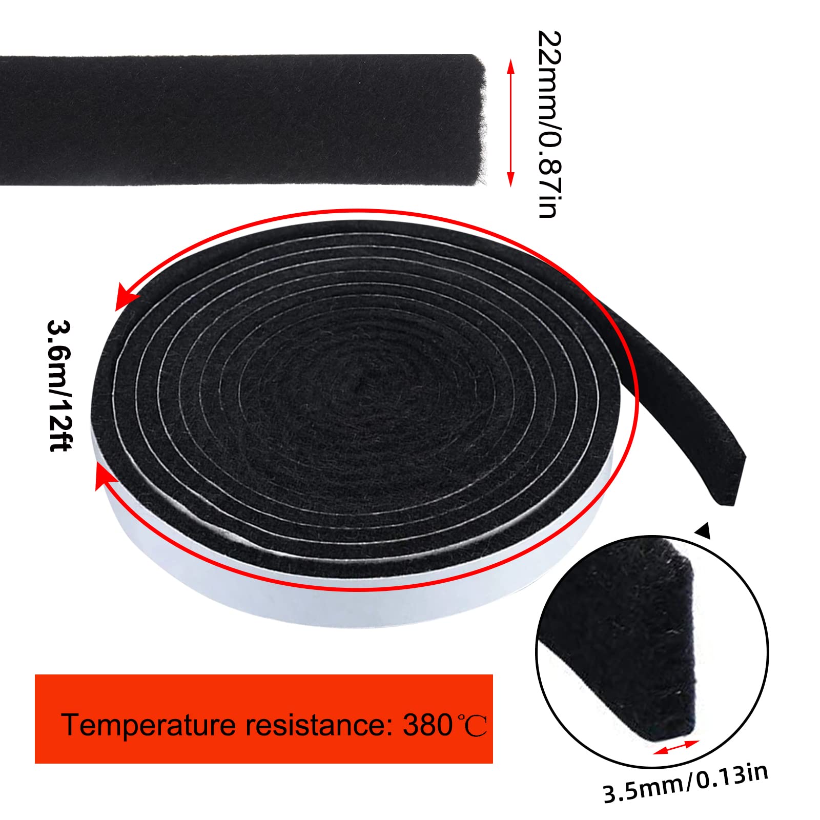 Carkio Roken Pakking, Zelfklevende Vilt Hoge Temperatuur Grill Pakking, Brandvertragende Hoge Temperatuur Roken BBQ Pakking voor BBQ Roker, 1/2 x