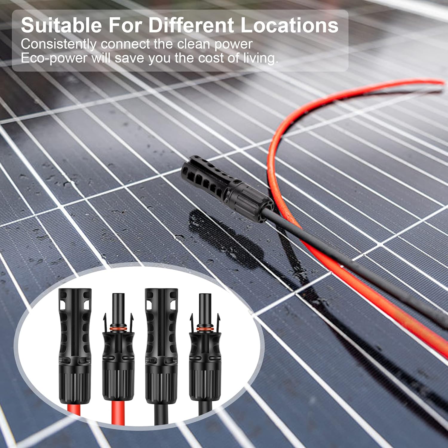 10FT 8AWG Solar Panel Extension Cable with Female and Male Connectors, Solar Extension Cable with Spanners for Solar Panels, Charge Controllers (10FT)
