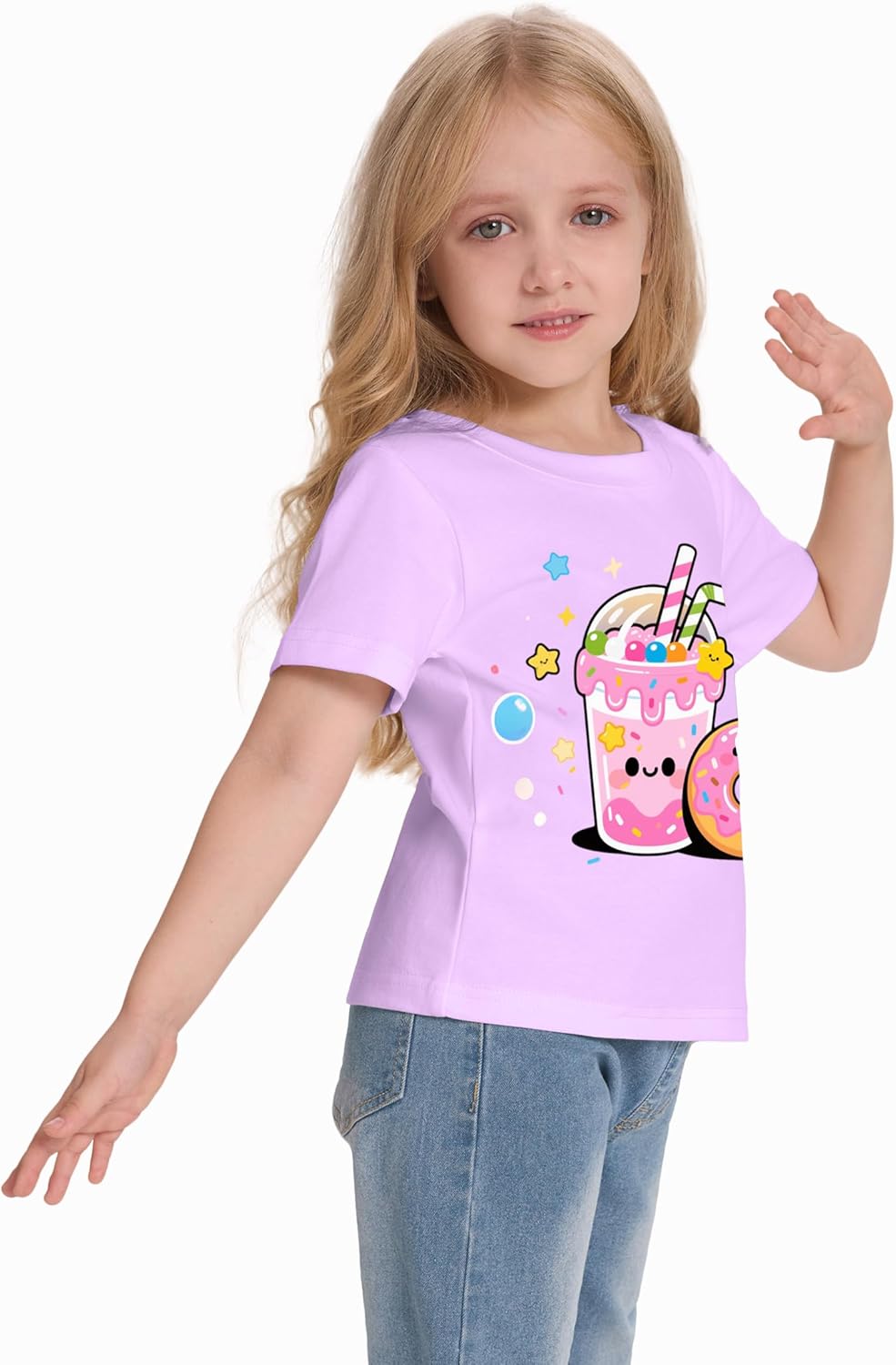 Girls' Shirts Cotton Short Sleeve T-Shirts Casual Graphic Tees Tops 3-7 Years - Image 5
