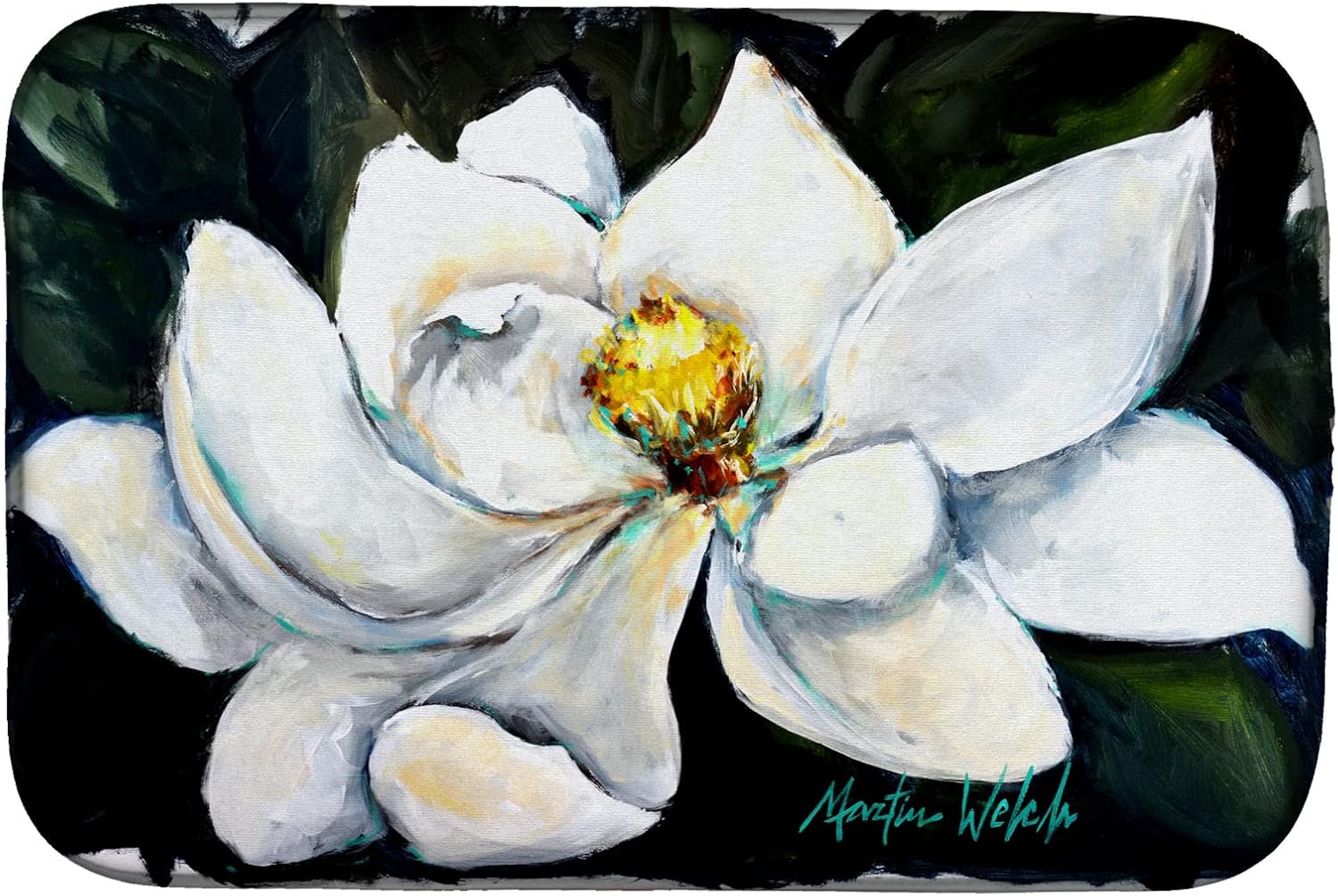 Caroline's Treasures MW1282DDM Sweet Magnolia Dish Drying Mat Absorbent Dish Drying Mat Pad for Kitchen Counter Dish Drainer Mat for Countertop, 14 x 21", Multicolor