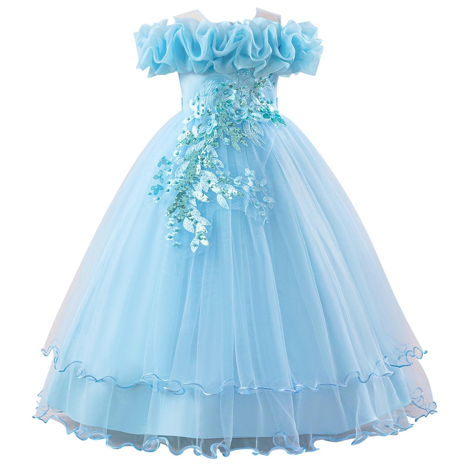 Generico Vestito Bambina Elegante Comunione Cerimonia Senza Maniche Abito Estivo Bambina Morbidi Leggeri Festa Sera Casual Spiaggia Vacanza Ragazza Dress