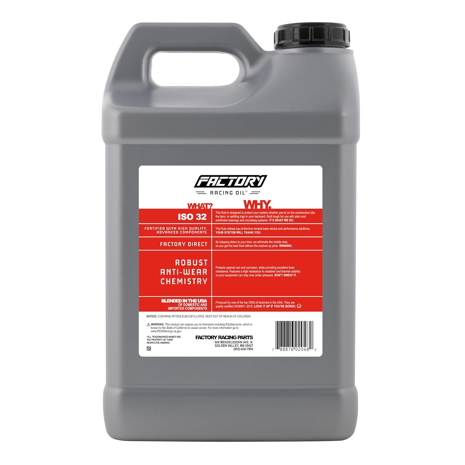 Factory Racing Oil Anti-Wear ISO 32 Hydraulic Fluid - 2.5 Gallons
