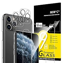 NEW’C 4 Pezzi, 2 x Pellicola Vetro Temperato per iPhone 11 Pro e 2 x Protezione Fotocamera Posteriore per iPhone 11 Pro – Antigraffio – Senza Bolle d’Aria – Ultra Resistente – Vetro Durezza 9H