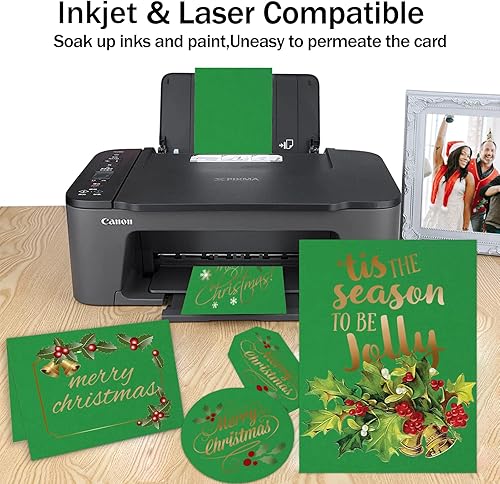 Miniatura 4 de 100 hojas de cartulina verde de 8.5 x 11 pulgadas, papel de impresora grueso Goefun de 80 libras para tarjetas de Navidad, invitaciones y