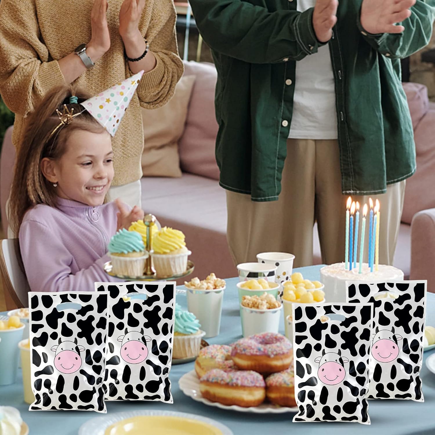 Rainmae 50 Pcs Cow Print Party Favors Bags, Cute Cow Goodie Gift Bags Treat Candy Bags, Farm Animal Theme Goodie Party Gift Bags for for Baby Shower Barnyard Cowboy Cowgirl Farmhouse Themed Birthday - Image 6