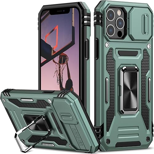 Nvollnoe Funda para iPhone 13 Pro Max con funda deslizante para cámara deslizante, probada en caídas, grado militar, resistente, resistente, anillo