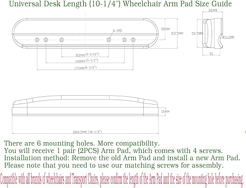 Miniatura 3 de Almohadilla universal para brazo de escritorio, longitud universal de escritorio (10-14 pulgadas) para silla de ruedas y silla de transporte con