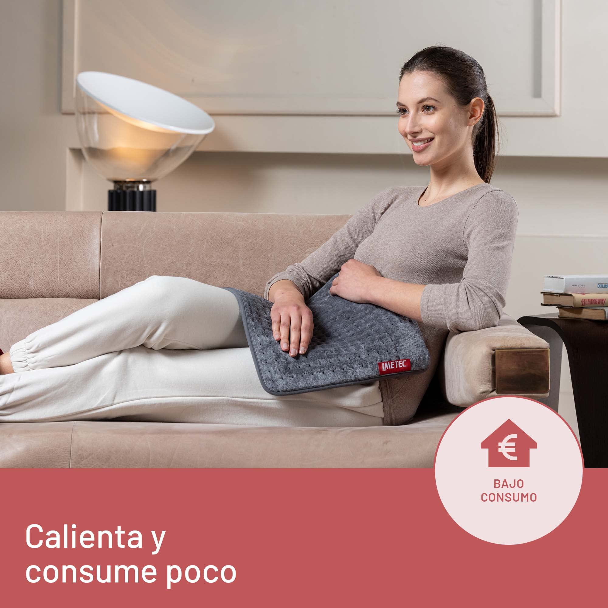 Imetec Intellisense Essential, Almohadilla térmica multiusos, para todo el cuerpo, calentamiento rápido, tela hipoalergénica, 5 temperaturas, bloqueo eléctrico de seguridad, lavable, 40 x 35 cm