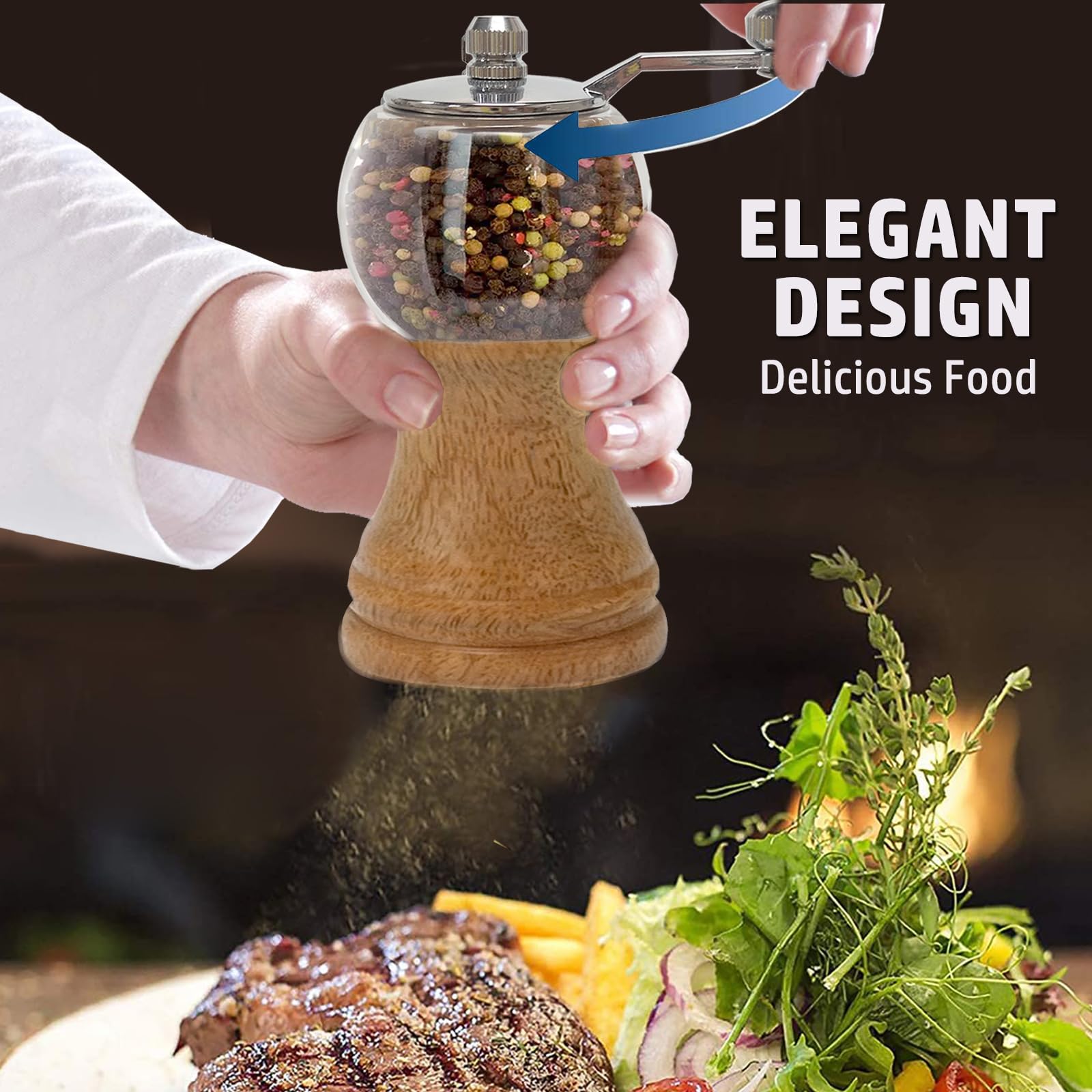 Classic Hand Shake Pepper Mill & Salt Set -4