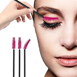 100PCS Disposable Eyelash Mascara Brushes for Eye Lashes Extension Eyebrow and Makeup(Rose)