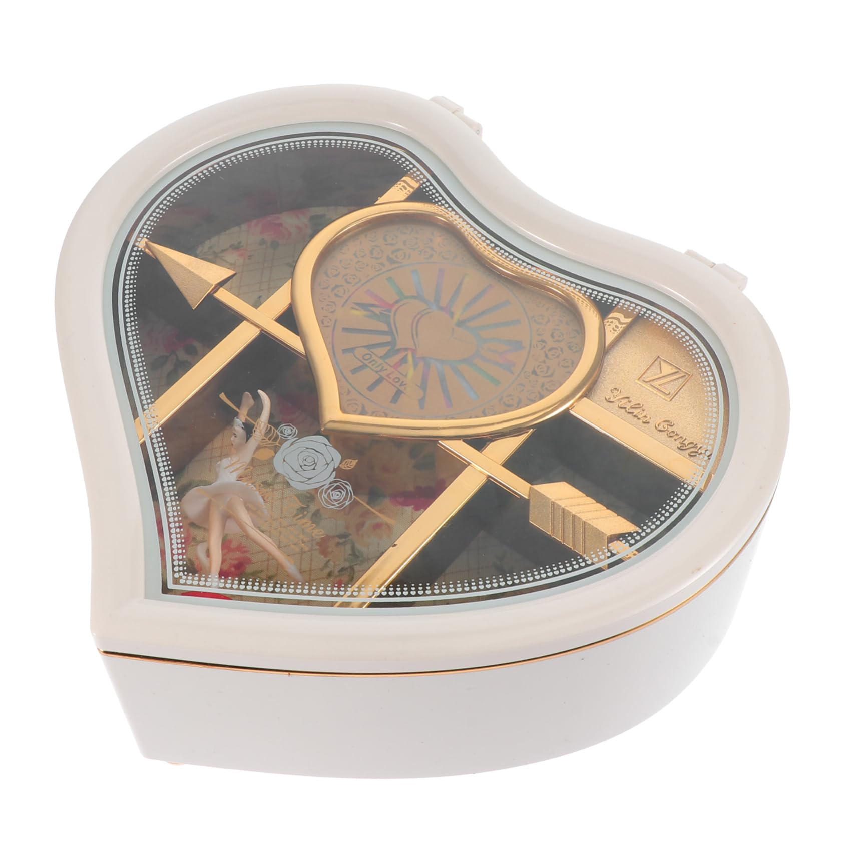 Boîte à bijoux musicale blanche, le présent de Saint-Valentin idéal et romantique