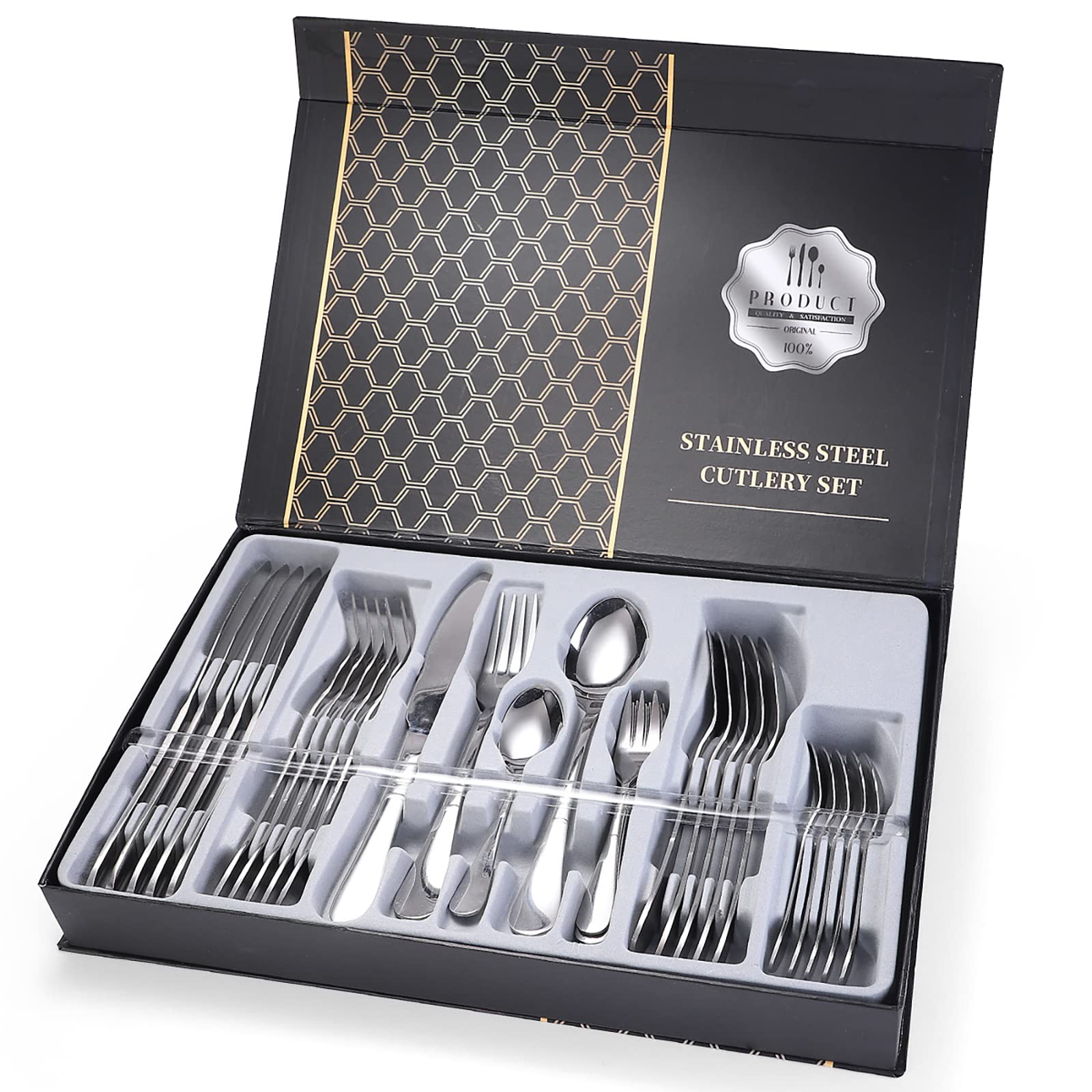 HelloCreate 30 Piece Silverware Set for 6 Stainless Steel Flatware Cutlery Set Dishwasher Safe