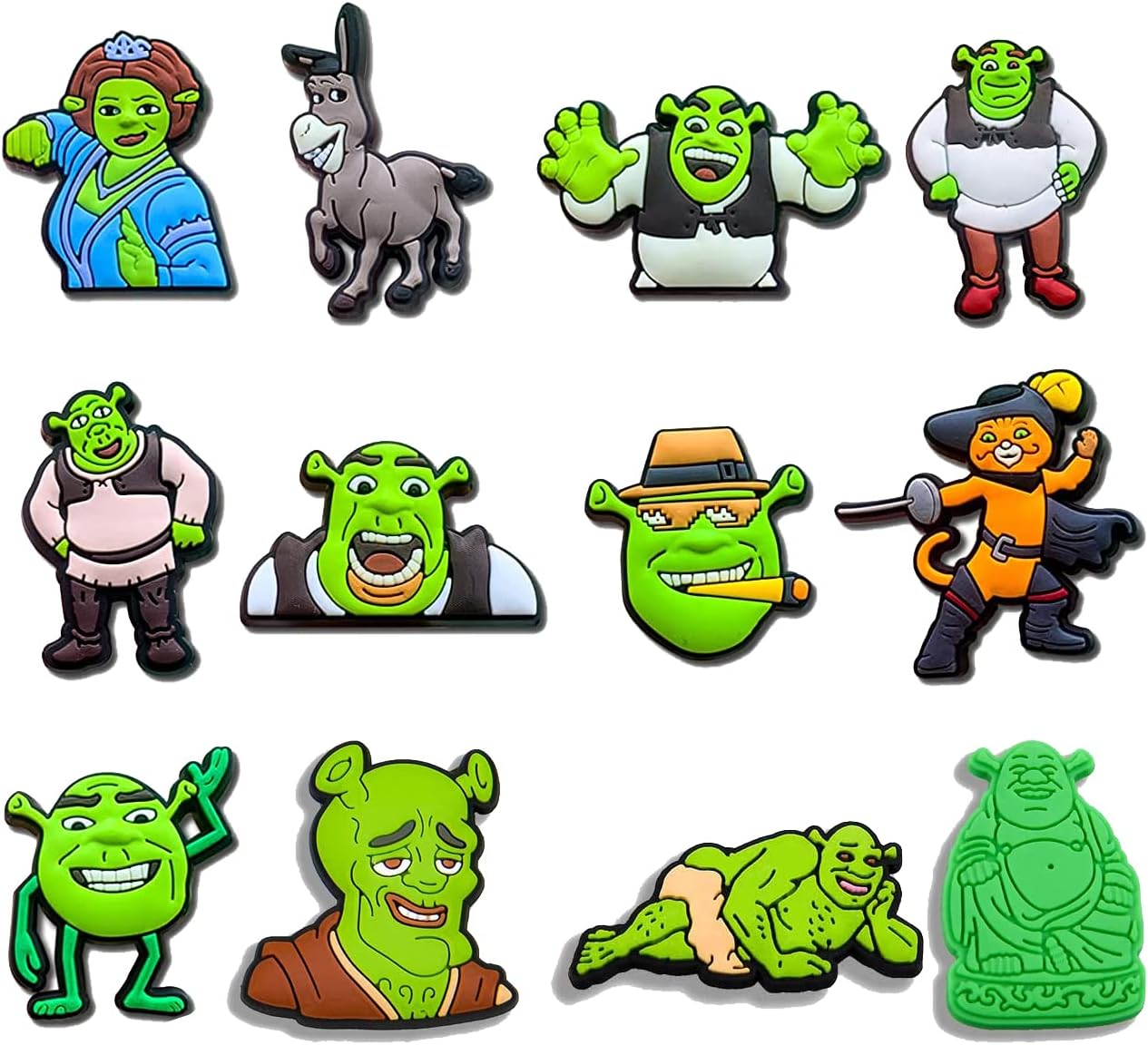 MAKINGTECShoe Charms for Crocs Jibbitz, 12 PCS Cute Croc Charms, Distinctive Cool Croc Accessories, Plastic Nurse Shoes Decorations for Adults Women Men Gifts Party Favor Birthday, Green