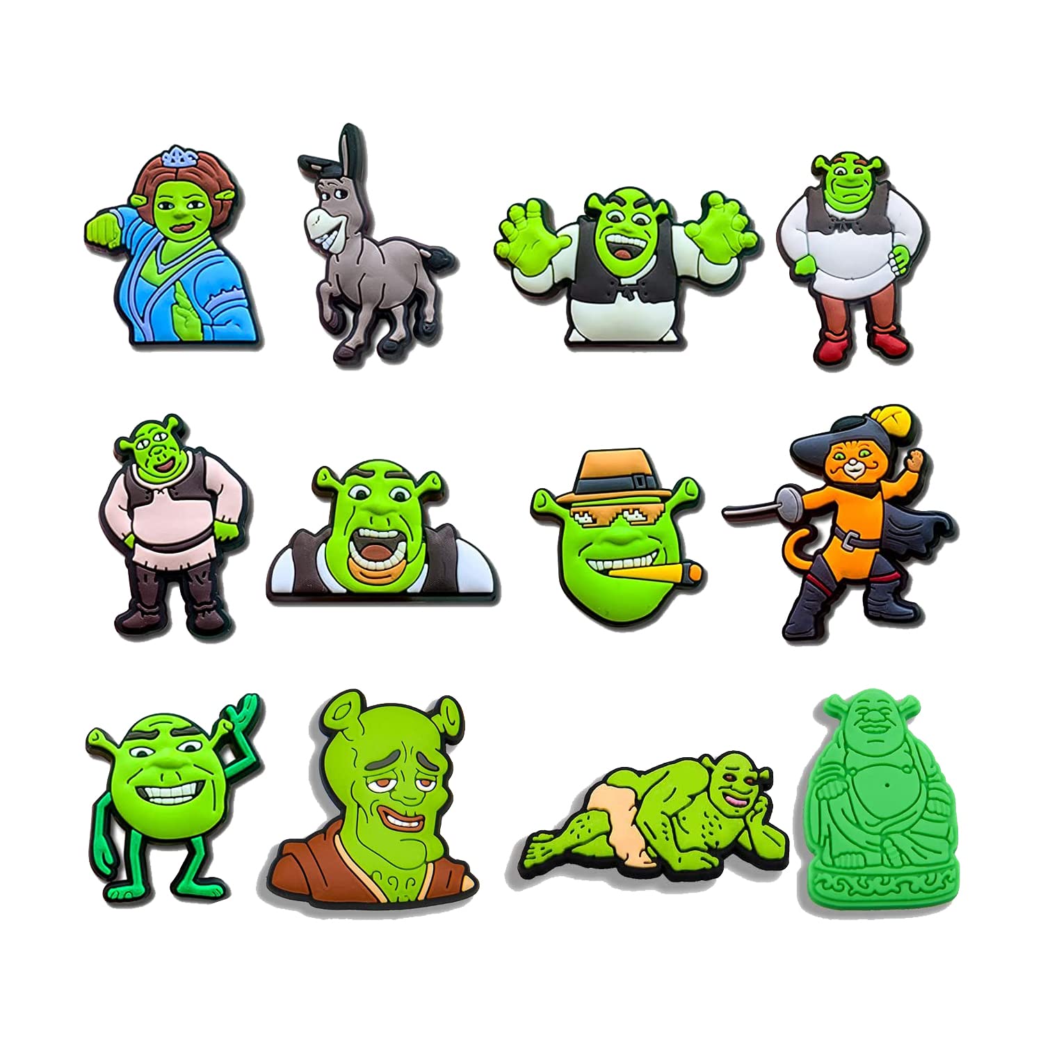 MAKINGTECShoe Charms for Crocs Jibbitz, 12 PCS Cute Croc Charms, Distinctive Cool Croc Accessories, Plastic Nurse Shoes Decorations for Adults Women Men Gifts Party Favor Birthday, Green