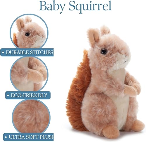 Miniatura 3 de The Petting Zoo Peluche de ardilla marrón, regalos para niños, animales salvajes de Onez Babiez, juguete de peluche de ardilla de 6 pulgadas