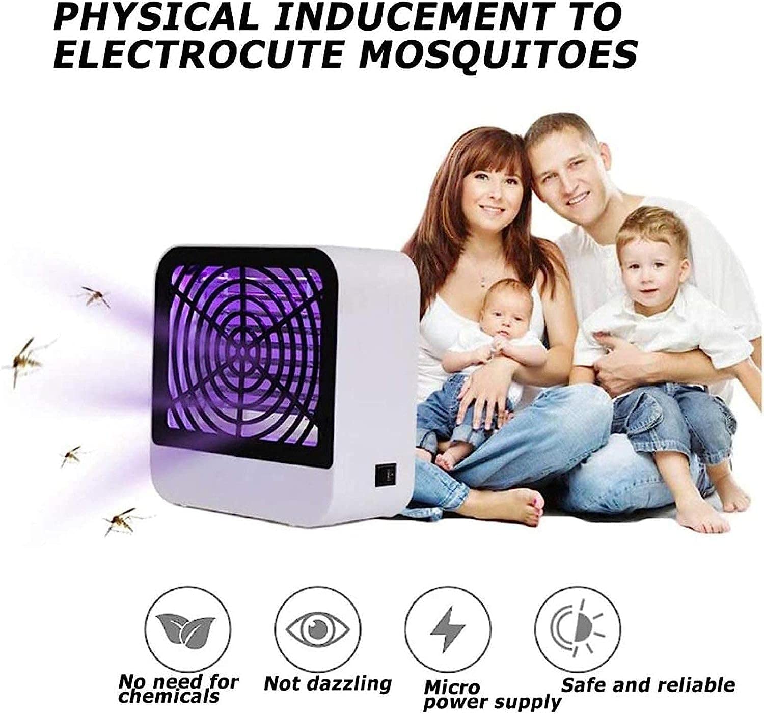 Lampada antizanzare, Lampada antizanzare elettrica a LED UV con Presa USB, fotocatalizzatore LED a Luce Blu antizanzare