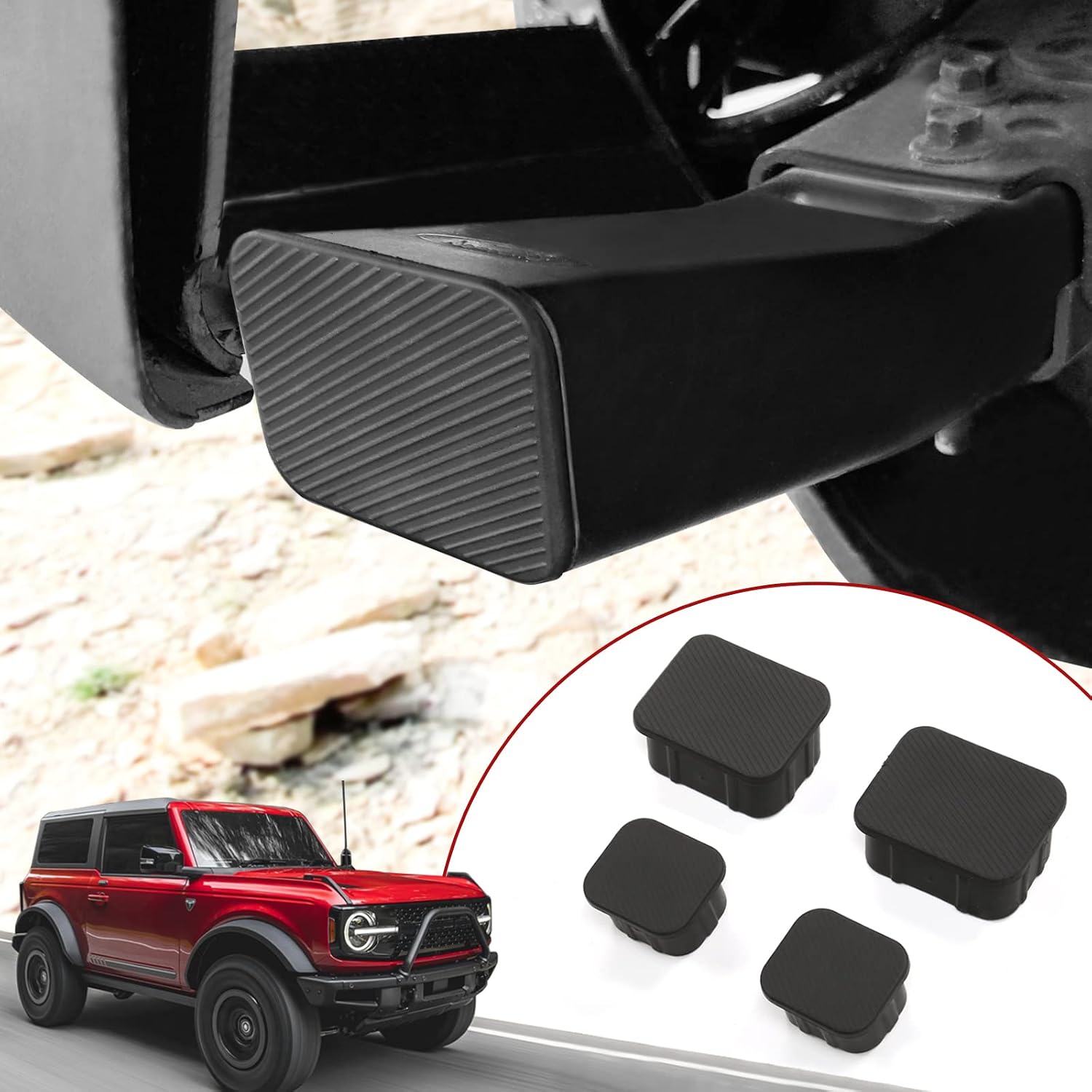 Mabett Crash Bar End Caps Front Axle Plug for Ford Bronco Accessories 2021 2022 2023 2024 2025 2026 2/4-Door Black Rubber Stopper Cover Protection 4PCS(NOT fit SAS Package)