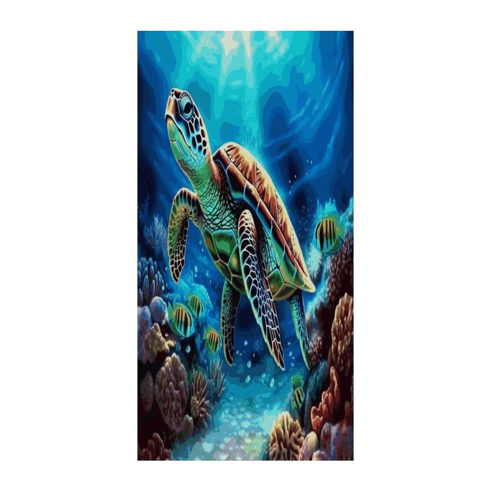 Adfgyerh Style Sea Turtles Diamond Painting Curtains，Polyester Blackout Extra Wide，Door Curtain， 35.4X 70.9 Inch For Temporary Room Dividers Bedroom Living Room，Room Darkening Curtains ，For Doorway Privacy For Wal