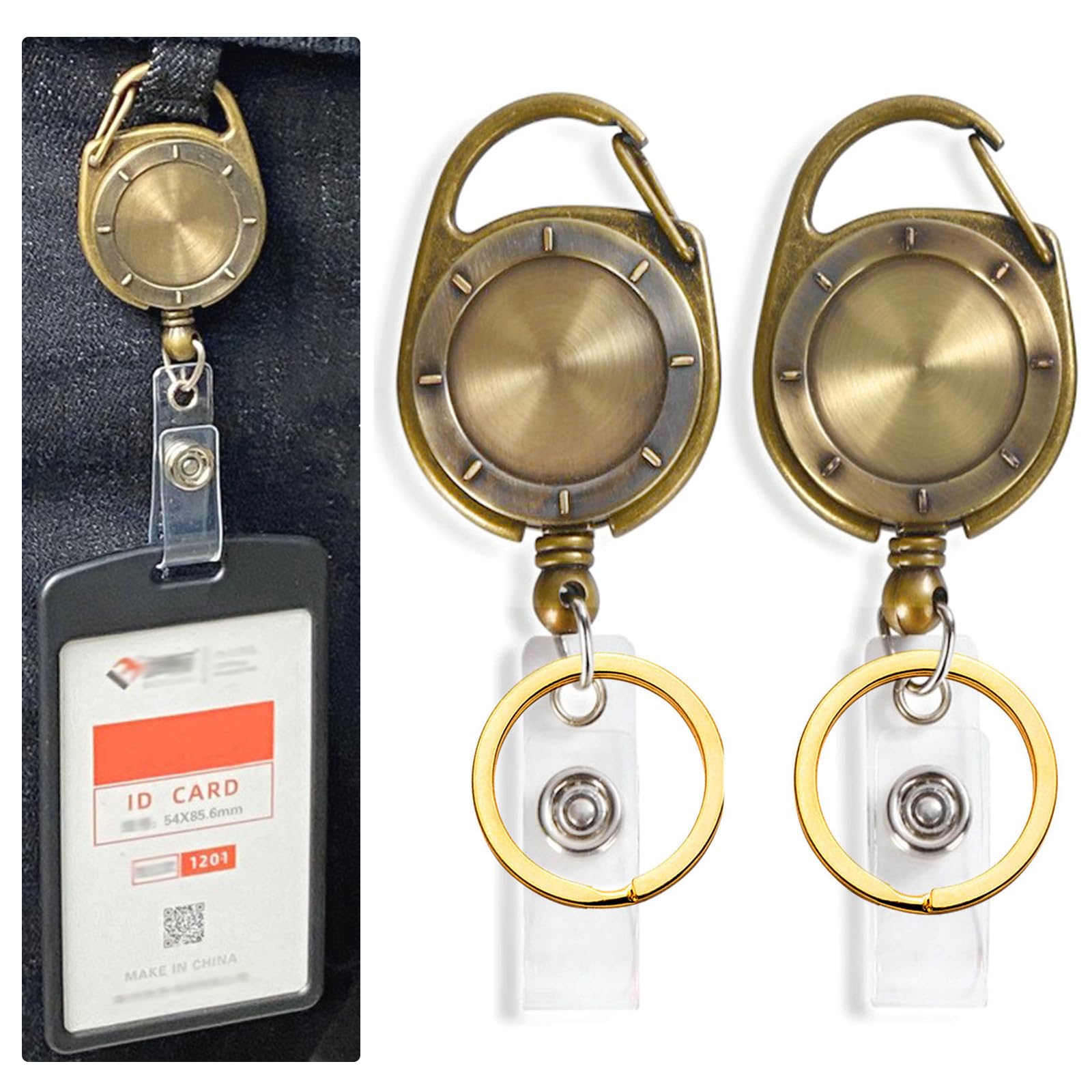 SIVFOTID Retractable Extendable Keyring Lanyard Keychain Key Chain ID Key Card Badge Holder Reel with Clip, 2 Pack