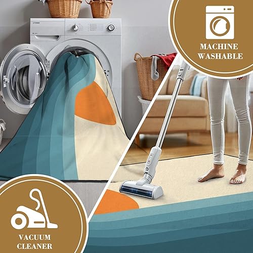 Miniatura 7 de 6x9 Area Rugs Rugs for Bedroom Washable Rug Retro Abstract Sunset Landscape 70s Style mid Century Modern Carpet Carpet for Bedroom Living Room