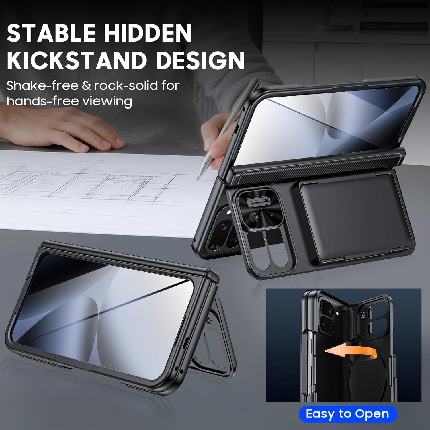 for Google Pixel 10 Pro Fold Case Wallet RFID [Cards Holder][Camera Cover][Kickstand] Full Body Shockproof Silicone Protective Phone Case for Google Pixel 10 Pro Fold (Black)